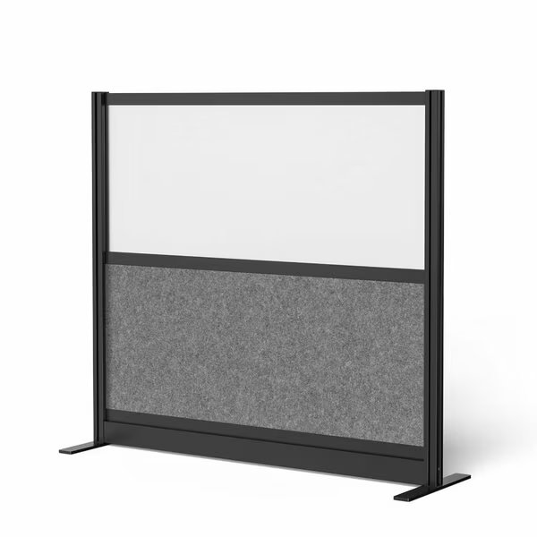 Modular Wall Room Divider System - Black Frame - 53in. x 70in. Starter Wall - Wide Paneling, Luxor, Mfr#: MW-5348-FWCGWB